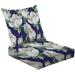 2-Piece Deep Seating Cushion Set Floral colourful big peony flowers dark blue Outdoor Chair Solid Rectangle Patio Cushion Set