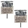 Design Toscano Halloween Beware of Gargoyles Garden Plaque with Stake: Set of Two