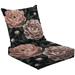 2-Piece Deep Seating Cushion Set Floral seamless Botanical realistic peonies dark Vintage hand drawn Outdoor Chair Solid Rectangle Patio Cushion Set