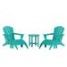 WestinTrends Dylan Outdoor Lounge Chairs Set of 2 5 Pieces Seashell Adirondack Chairs with Ottoman and Side Table All Weather Poly Lumber Outdoor Patio Chairs Furniture Set Turquoise