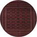 Ahgly Company Machine Washable Indoor Round Traditional Red Wine or Wine Red Area Rugs 4 Round