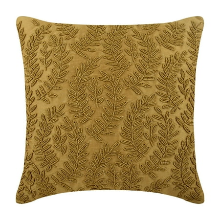 Throw Pillow Covers Pillow Covers Decorative Pillow Covers 18x18 inch (45x45 cm) Gold Silk Throw Pillow Covers Handmade Pillow Covers Contemporary Style Floral - Golden Ivy
