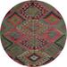 Ahgly Company Indoor Round Traditional Brown Red Southwestern Area Rugs 3 Round