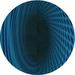 Ahgly Company Machine Washable Indoor Round Transitional Deep-Sea Blue Area Rugs 6 Round