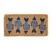 Desert Fields Coir Doormat with Fish Pattern 32 x 16 Natural and Blue