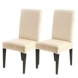 KBOOK Stretch Dinner Chair Covers Jacquard Dining Chair Slipcovers for Home Decor Beige (2PCS)