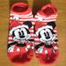 Disney Accessories | Disney Santa Mickey Ankle Socks | Color: Red/White | Size: Os