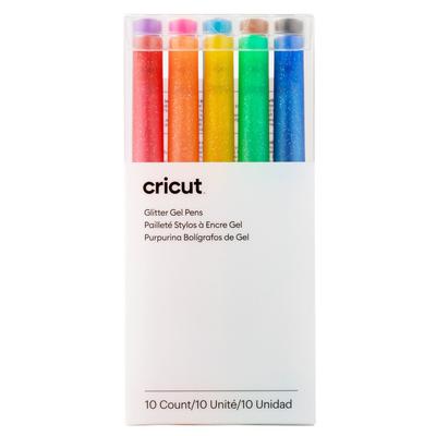 Cricut Glitter Gel Pens 0.8 mm | Rainbow | 10 Count | Blue/Brown/Pink