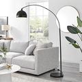 Furniturebox UK Lighting - Holden Black Metal Floor Arc Standing Lamp Light (Including Bulb) - Modern Standing Lamp - Black Base, Satin-Matte Black Metal Arched Arm & Lampshade - Elegant & Simple