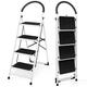 COSTWAY 3/4 Step Ladder, Folding Anti Slip Stepladder with Extra Wide Platform, Safe Lock and Rubber Hand Grip, 150kg Capacity Portable Safety Household Ladder Stool (4 Step)