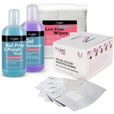Mylee - Gel Set mit Prep & Wipe, Remover, Pads und Folien-Wraps Nagelpflege 1 ct (26.99 € / 1 ct)