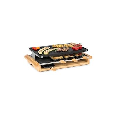 Klarstein Tournedo Raclette 1200W Aluminiumguss 8 Personen Holz-Dekor Schwarz