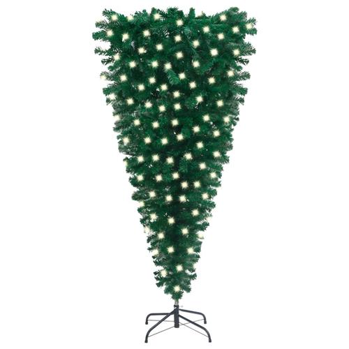 Künstlicher Weihnachtsbaum Kopfüber mit LEDs Grün 180 cm
