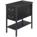 Nightstand with Charging Station, 2 USB Port & 2 Power Outlets, Tall End/Side Table with 2-Drawer and Storage Shelf