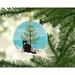 The Holiday Aisle® Foldex Exotic Fold #2 Cat Merry Christmas Ornament Ceramic/Porcelain in Black/Blue/Green | 2.8 H x 2.8 W x 0.15 D in | Wayfair