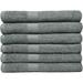Linteum Textile 6 Piece Towel Set 20x40 Inch 100% Cotton Premium-Quality Hair Towels Salon Spa Pool and Gym Towels 16s Ring Spun Quick Dry Fresh & Fluffy Absorbent and Plush Grey