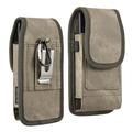 Belt Holster Case for Sharp Rouvo V (Verizon) - Vertical Rugged Denim Fabric Nylon [Card Slots & Pen Holder] Phone Carrying Pouch (Fits with Cases) - Tan Brown