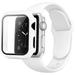 For Apple iWatch 44 2in1 Waterproof Skin-friendly Soft Silicone Screen Protector Bumper Case and Hoop Design Replacement Band White