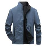 HSMQHJWE Hunting Jacket For Men Mens Tall Coats Male Casual Slim Two Sided Jacket Stand Collar Long Sleeve Zipper Fly Pocket Jacket Coat Mens Casual Dress Jackets