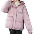 Women s Heavyweight Long-Sleeve Zip up Hooded Cotton Padded Coat Winter Warm Short Hoodies Puffer Jackets Outerwear Womens Clothes