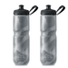 Polar Bottle 24 oz Sport Insulated Water Bottle 2-Pack - BPA Free Sport & Bike Squeeze Bottle with Handle (Charcoal/Silver Contender)