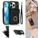 TECH CIRCLE Wallet Case for iPhone 13 Pro Max PU Leather Case with Card Holder 360Â°Rotation Ring Kickstand Protective Wrist Strap Case for Apple iPhone 13 Pro Max 6.7 inch Black