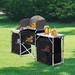 Black Camping Kitchen Station Outdoor Folding Camping Side Table w/26 Tabletop