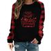 Dezsed Womens Christmas Shirts Clearance Christmas Shirts for Women Plaid Raglan Long Sleve Tees Letter Print Baseball T Shirt Xmas Tee Tops Red XXL