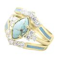 Kayannuo Christmas Clearance Fashion 3PCS Ring Set Natural Turquoise Diamond Rings Mother s Day Birthday Gift Jewelry For Women