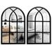 JTNero 2Pcs Window Wall Mirror Rustic Arched Wall Mirror Decorative Windowpane Mirror Acrylic Mirror Wall Decor with Wood Frame for Living Room Bedroom 27x42cm