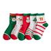 LOVEBAY 5 Pairs Kids Christmas Socks Cartoon Printed Warm Socks Xmas Holiday Socks Toddler Winter Autumn Socks