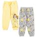 Disney Princess Belle Toddler Girls Fleece 2 Pack Fashion Pants Gray / Yellow 4T