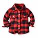 Holiday Deals VSSSJ Toddler Baby Boys Girls Flannel Plaid Jacket Fall Winter Long Sleeve Button Down Shirt Little Kids Lapel Shacket Coats Outwear Tops with Pockets #08-Red 9-10 Years