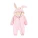 Aayomet Baby Rompers Girl Long Sleeve Winter Jumpsuit For Baby Boy Baby Girl Sweater Romper Ruffle Long Sleeve Knitted Jumpsuits Striped Print Sweatshirt Headband Fall Clothes Pink 3-6 Month