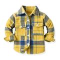 Dezsed Toddler Boys Jacket Flannel Plaid Shirt Jacket Long Sleeve Lapel Button Kid Girls Coats Fall Clothes 3Months-10Years Kids Teenage Children Outerwear