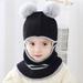 TOWED22 Christmas Hats For Kids Windproof Hat Thick Baby Caps Warm Ski Scarf Hat Kids Hood Knitted Cycling Winter Thermal Pink
