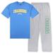 Men's Concepts Sport Powder Blue/Heather Gray Los Angeles Chargers Big & Tall T-Shirt Pajama Pants Sleep Set