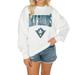 Women's Gameday Couture White UNC Wilmington Seahawks Good Vibes Premium Fleece Drop Shoulder Pullover Sweatshirt