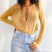 Free People Tops | Intimately Free People Gold Shimmery Kaya Long Sleeve Bodysuit | Color: Gold | Size: S