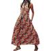 Free People Dresses | Free People Dress Mulberry Orange Blue Floral Maxi Crossback Boho Size Xs | Color: Blue/Orange | Size: Xs