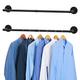 Urban Deco Industrial Pipe Clothes Rack 36.2” Inches Wall Mounted Clothes Rail For Bedroom Heavy Duty Detachable Wardrobe Rail Vintage Iron Garment Bar With 2 Base (Holds Up To 45 KG)-2 Packs