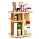 BELLE VOUS 360 Degree Rotating Makeup Organiser - Large Spinning Cosmetic Storage Holder - Bamboo Carousel Vanity Stand for Bathroom/Bedroom Countertop - Lipstick, Makeup Brushes & Cosmetics Box