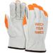 ATERET 24 Pairs 3X-Large Hi Vis Heavy Duty Durable Cowhigh Leather Work Gloves I Orange Tip - Watch Your Hand I Driver Gloves for Truck Driving Warehouse Gardening Farming (3X-Large 24)