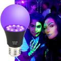 HEVIRGO UV Black Light High Brightness Energy-saving Light Bulb High-Durability Heat-Resistant Enhance Atmosphere 9.5W Glow in The Dark Blacklight Party Bulb