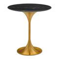 "Lippa 20"" Round Artificial Marble Side Table in Gold/Black"