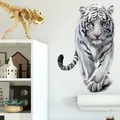 Stickers Muraux Tigre Blanc Imperméable en PVC 30x60cm Décoration Murale de Fond Salon Chambre à