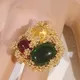 Bague plaquée or 18 carats avec pierres précieuses multicolores pour femme design unique luxe