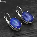 Boucles d'oreilles Vintage en forme d'oeil de tigre pour femmes Lapis-Lazuli en pierre naturelle