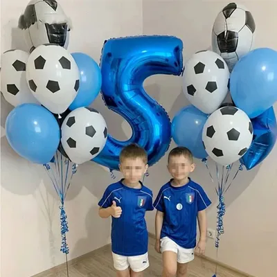 Ballons de football à l'hélium en latex pour garçon noir et bleu décor de fête d'anniversaire