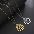 Skyrim-Collier avec pendentif plume et pompon pour femme acier inoxydable documents dorés bijoux